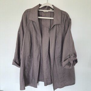 Ecologie Light Linen Jacket 100% Linen Brown Size 1X